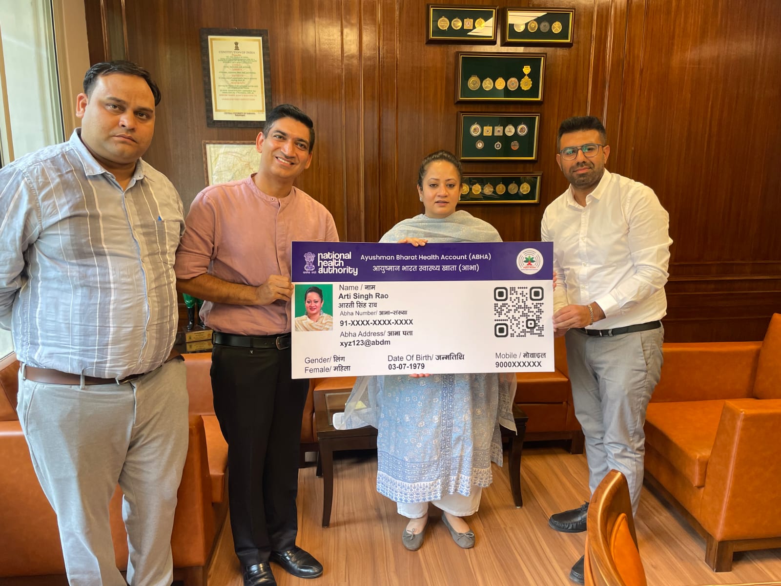 Health Minister Aarti Singh Rao and her staff got Abha cards made